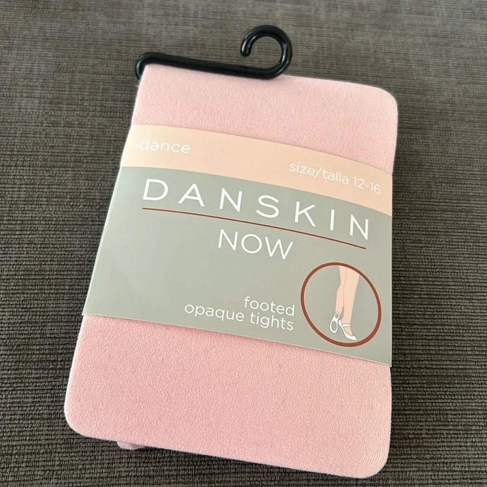 Danskin Now Footed opaque tights pink Girls 12-16 NWT